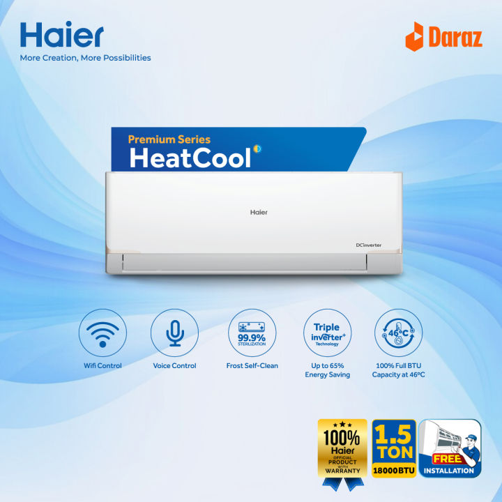 Haier 1.5 Ton HeatCool Inverter Voice Control AC - (HSU-18HeatCool:(INV)(Wifi)(3DF))