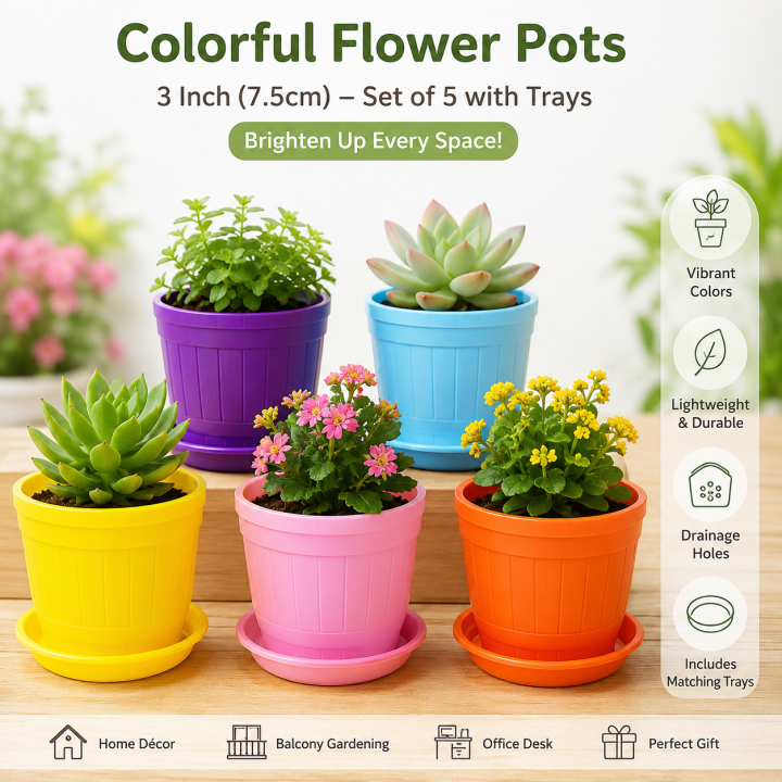 Colorful%20Flower%20Pots%203%20Inchi(7.5cm)%205%20pcs%20with%20nice%20tray%20-%20Image%202