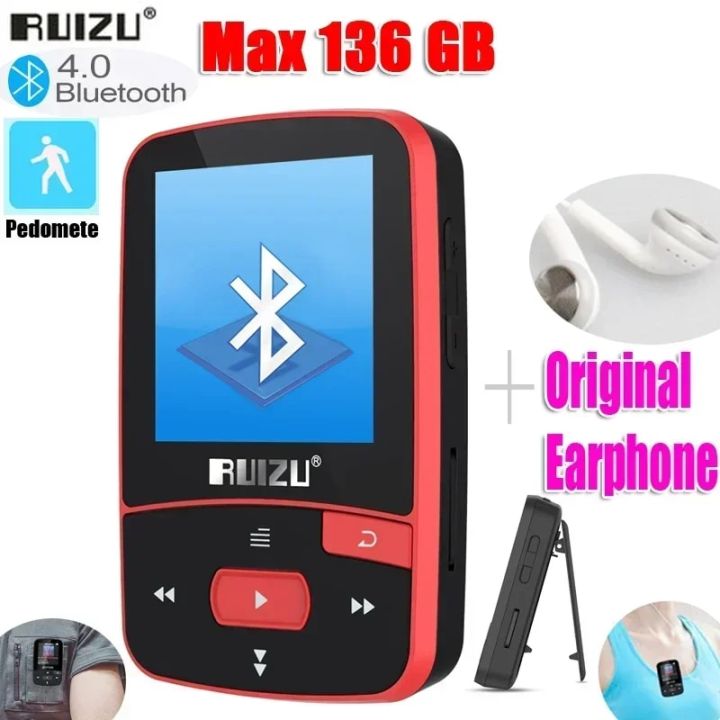 RUIZU X50 X52 Sport Bluetooth MP3 Player 8gb Clip Mini with Screen Support FM,Recording,E-Book,Clock,Pedometer music player