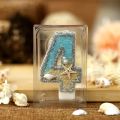Birthday Candle 1 Year Mermaid Birthday Candle for Cake Sparkly Blue Seafish Gradient Candle Topper for Party Cake Decoration.