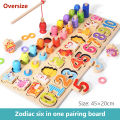 GC 6-in-1 Wooden Alphabet Number Shape Puzzles Toys Toddlers Fishing Toy Rings Counting Sorting Educational Toys. 