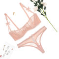 Varsbaby Lingerie Half Cup Lace Slim Bra Set Bow with Thong Woman.