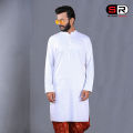 White Color Solid Casual Panjabi For Men's By Stone Rose - 17920P. 