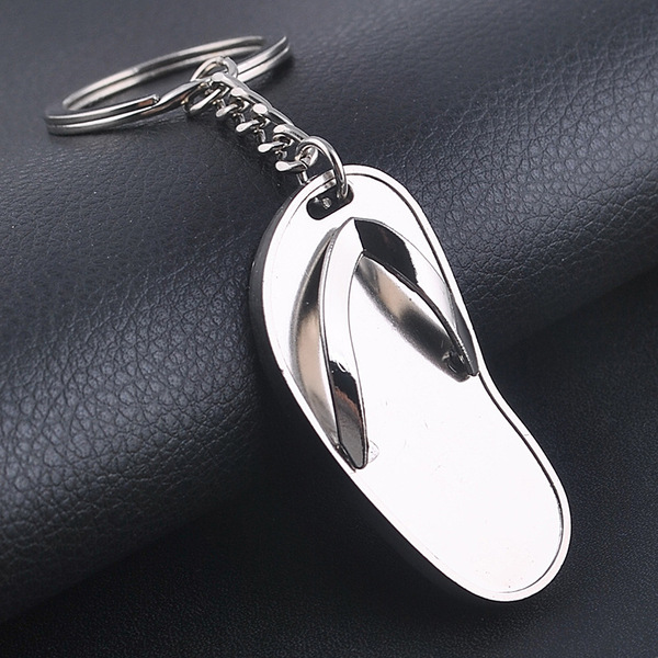 Metal Slippers Keychain for Car Bike Motor Cycle, Sandal Flip Flops Pendant Key chain Ring for Bag Gift