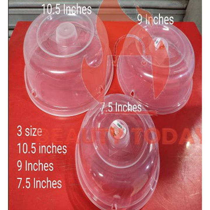 3 Pieces MICROWAVE 3 Size FOOD COVER / Plate Cover Splatter Guard Non Stick Plastic Clear Dish Lid