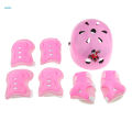 2 Set 3-5 years old Kid Child Roller Skating Bicycle Helmet Knee Wrist Guard Elbow Pad pink + purple.