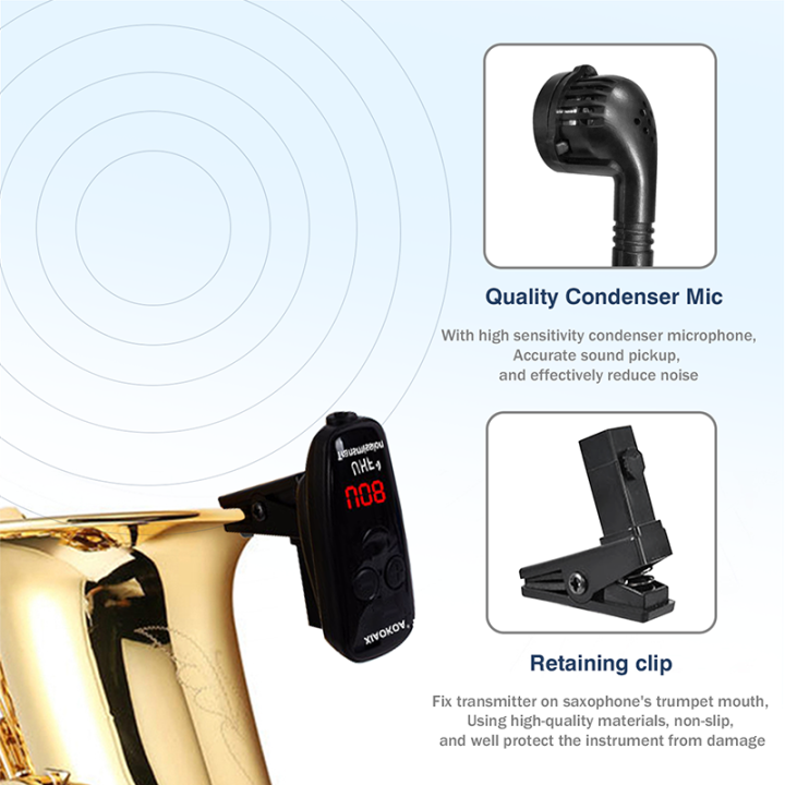 XIAOKOA%20UHF%20Wireless%20Instruments%20Saxophone%20Microphone%20Wireless%20Receiver%20Transmitter,160ft%20Range,Plug%20and%20Play,Great%20for%20Trumpets%20-%20Image%203