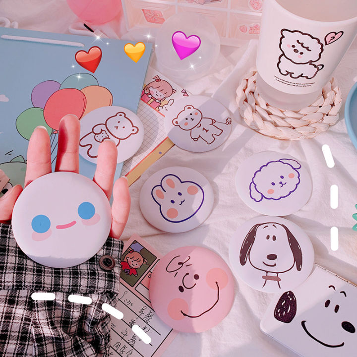 Yilan South Korea ins Wind Cartoon Cute Little Mirror Cosmetic Mirror Portable Portable Mirror Female Cartoon Mini Small round Mirror