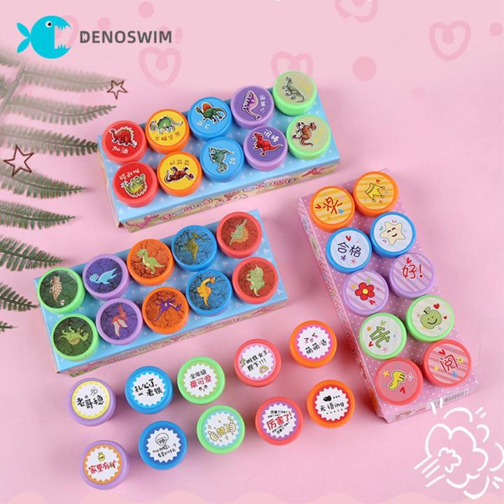 10pcs/lot%20Multicolor%20Children%20DIY%20Stamps%20Toy%20Children's%20Seal%20Cute%20Expression%20Dinosaur%20Cartoon%20Printing%20Kindergarten%20Sharing%20Baby%20Reward%20Toys%20-%20Image%202