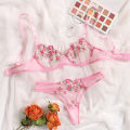Khapsu Premium Quality Premium Quality Flower Transparent Lace style women bra and panty set. 