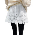 eligible Women Basic Lace Skirt, Lace Stitching Cutout Elastic Waist Short Skirt for Ladies, S/M/L/XL, Black/White.