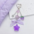 Fashion Bag Charm Keychain - Acrylic Pendants with Flower, Star, Love, Bow & Strawberry for Women's Bags, Backpacks & Pants. 