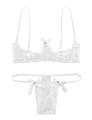 Women Open Cup Bra Top Cupless Exposed Underwired Bra wcheerfulith G-string See Through Sheer Lace Exotic Lingerie Set. 