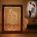Personalized 3D Photo Frame Night Lamp Custom Couple Picture Frames Wooden Frame Unique Anniversary Wedding Christmas Gift. 