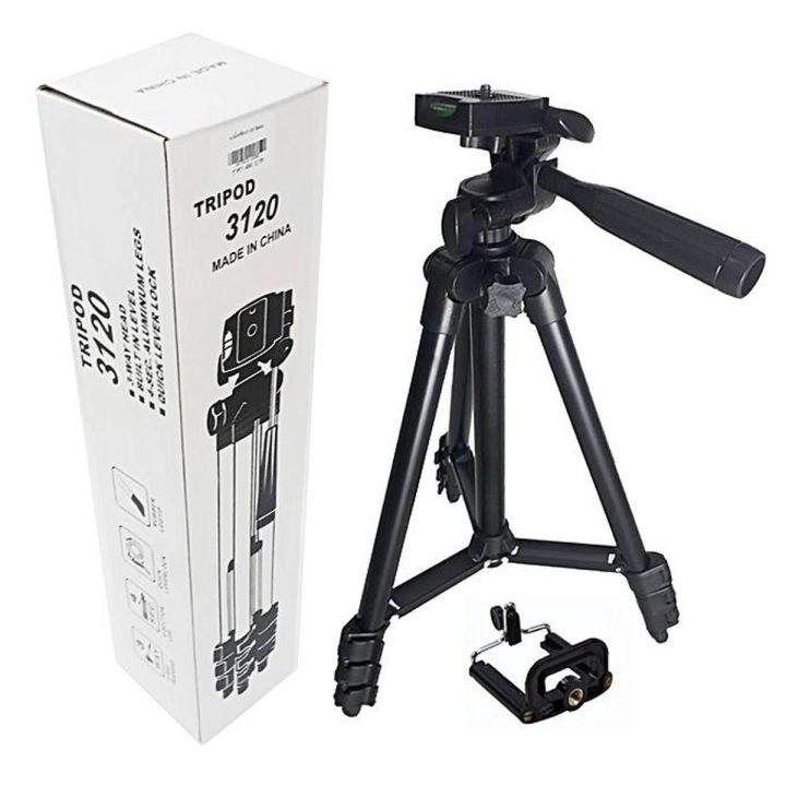 Tiktok 3120 Camera Tripod Stand with Phone Holder Clip Black 