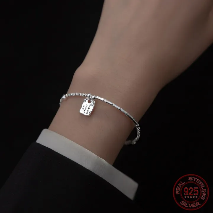 La%20Monada%2016.5+3.5cm%20Irregular%20Bracelets%20For%20Women%20Silver%20925%20Sterling%20ID%20Card%20Hexagon%20925%20Sterling%20Silver%20Women's%20Bracelet%20-%20Image%204