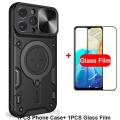 For iPhone 14 Pro Max Case Foldable 360 Degree Rotating Bracket Vehicle Mounted Sliding Hard Shockproof Rear Shell + Tempered Glass Screen Protector for iPhone 14 Pro Max Back Cover.