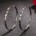 Fine 925 Sterling Silver Luxury 5CM Big Circle Hoop Earrings for Women Charms Original Designer Party Wedding Jewelry Gifts. 