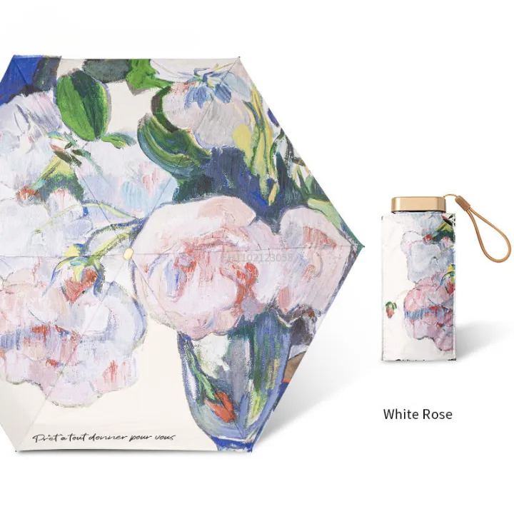 Small%20Portable%20Umbrella%20Woman%20Mini%20Pocket%205/6-folding%20Umbrella%20Rain%20Fashionable%20Oil%20Painting%20Travel%20Parasol%20Windproof%20Umbrella%20-%20Image%203