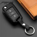 Carbon Fiber Key Case Cover For Polo Golf 7 Tiguan for Octavia Karoq SEAT Ateca Leon Ibiza. 