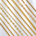 Popular various styles of 18K gold plated jewelry minimalist hip hop Cuban Figaro chain twisted simple flat chain necklaces.