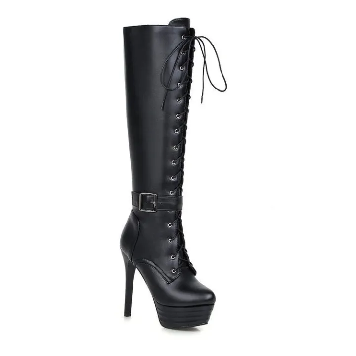 Plus%20Size%20Lace%20up%20Tall%20Knight%20Boots%20Autumn%20and%20Winter%20Women's%20Shoes%20Waterproof%20Platform%20round%20Toe%20Stiletto%20Heel%20Long%20Nightclub%20Boots%20-%20Image%207