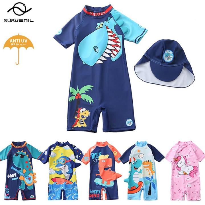 Swimsuit Kids 2021 New Dinosaur Print Baby Boy Swimming Suit