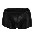 DIHOPE Men Underwear Snake Skin Imitation Leather Boxers Mens Boxer Shorts U Convex Low Waist Male Panties Underpants. 