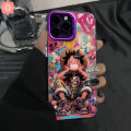Cartoon Luxury Plated Metal Lens Case Compatible for IPhone 7Plus 11 13 14 15 12 Pro Max XR 7 8 15 14 Plus X XS Max SE 2020 Trend Brand Happy Cool Cartoon Luffy One Piece Soft Case.