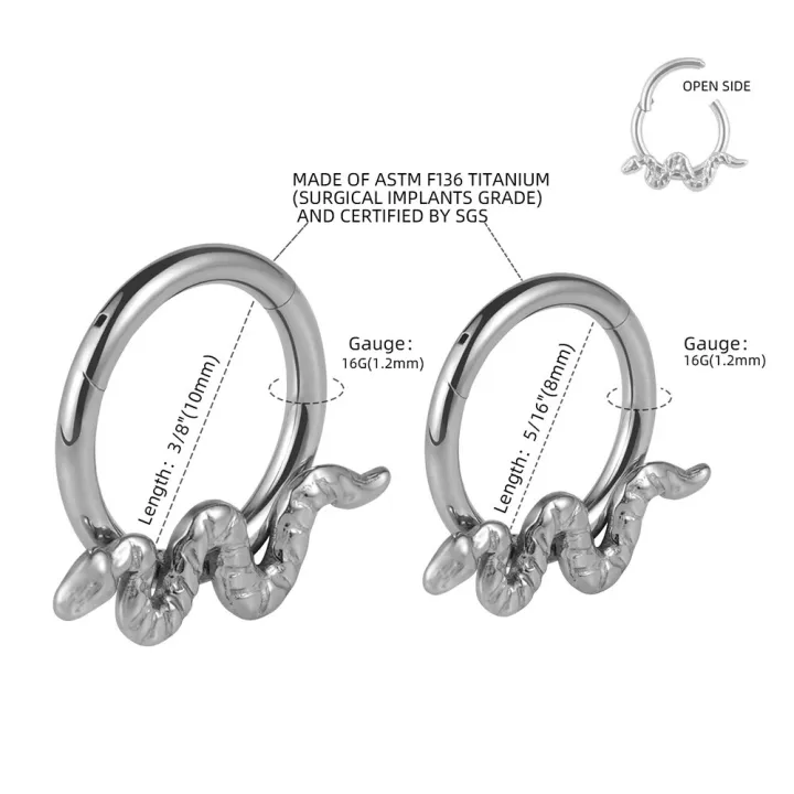 Right%20Grand%20ASTM%20F136%20Titanium%20Septum%20Clicker%20Snake%20Hinged%20Segment%20Ring%2016G%20Daith%20Cartilage%20Tragus%20Rook%20Ear%20Piercing%20Jewelry%20-%20Image%202