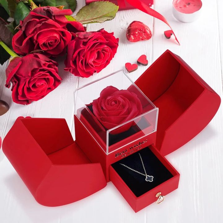 1PC Rose Jewelry Gift Box Eternal Flower Rose Gifts Rose Jewelry