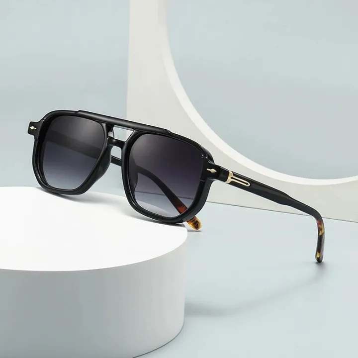 SHAUNA%20Retro%20Double%20Bridges%20Square%20Women%20Sunglasses%20Shades%20UV400%20Fashion%20Men%20Trending%20Rivets%20Gradient%20Sun%20Glasses%20-%20Image%202