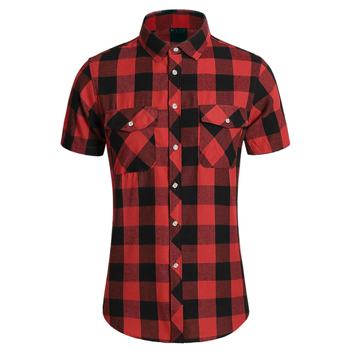 Mens%20Plaid%20Button%20Up%20Shirt%20Short%20Sleeve%20Casual%20Chemises%20Tops%207XL%20Vinatge%20Summer%20Double%20Pocket%20Men%20Designer%20Clothes%20Work%20Shirts%20-%20Image%207