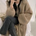 Casual Cardigan Long Knitted Cardigan Women Tops Mujer Vintage Loose Sweater Coat Solid Oversized Jumper Korean Fashion Clothes.