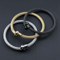 Manufacturers supply cross-border foreign trade European and American hand jewelry, men's waterproof electroplated metallic stainless steel wire ring open bracelet women. 