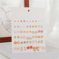 Multi Element Flower Alloy Studded Earring Set Fashionable 30 Pairs Of Earrings Geometry. 