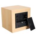 Wood Cube LED Alarm Control Digital Desk Clock Wooden Style Voice Date Week Time.