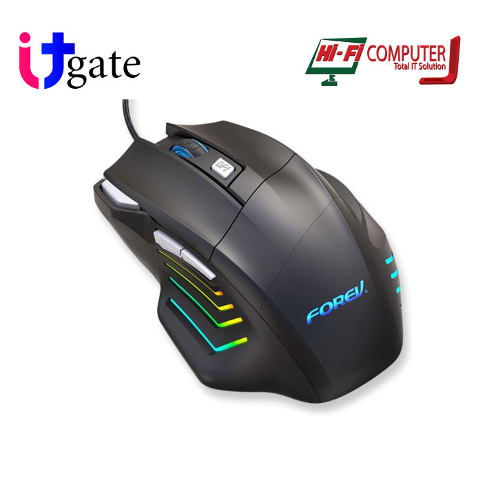 FOREV FV-X7 3200dpi Wired Mechanical Gaming RGB Lighted Mouse (Black)