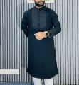 Men's Semi Long Embroidery Work New Panjabi For Men (Snap Button/ টিপ বুতাম).