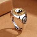 S990 12 Zodiac Qiankun Nine Palaces Bagua Men's with Personalized Creativity and Rotable Open Mouth Ring. 