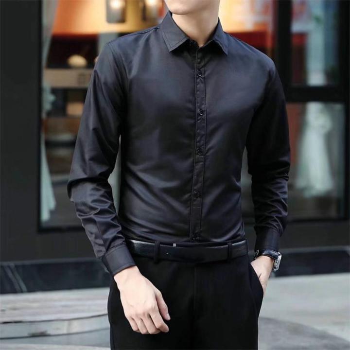 Solid color shirts mens outlet