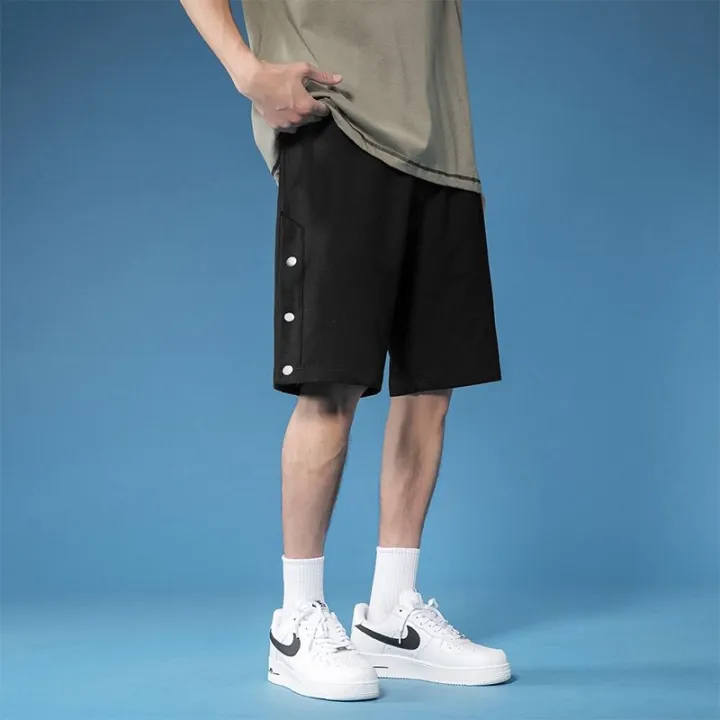Side%20Breasted%20Shorts%20Men's%20Basketball%20Pants%20Half%20Open%20Full%20Buckle%20Fifth%20Pants%20Summer%20Thin%20Trendy%20Loose%20Pants%20-%20Image%202