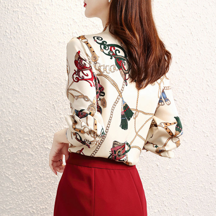 Chiffon%20Shirt%20Design%20Sense%20Niche%20New%20Style%20Printed%20Spring%20and%20Autumn%20Long%20Sleeve%20Shirt%20Korean%20Style%20Fashion%20Loose%20Temperament%20Top%20-%20Image%204