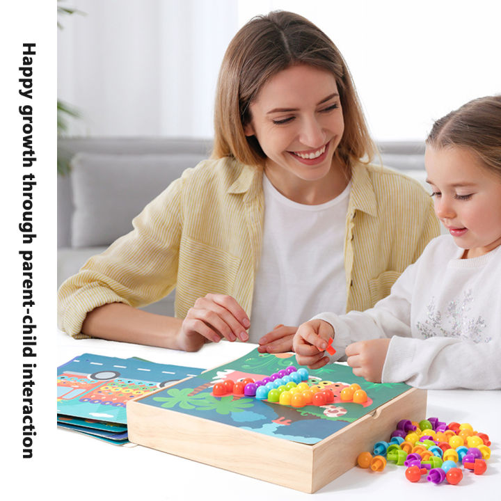 GC Creative Mosaic Puzzle Kid Toy Mushroom Nails Pegboard 3D Jigsaw Toys Puzzle Game Early Learning Educational Toys For Boys Girls