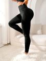 Sports Pants With Lines Lifting Buttocks Sports Tight Pants Women's High Waisted Elastic Fitness Pants Running Yoga Pants.