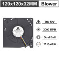 Gdstime 12032 DC 12V 4Pin FG PWM Function Double Ball Bearing 120mm 120x120x32mm 12cm Centrifugal Turbine Cooling Blower Fan.