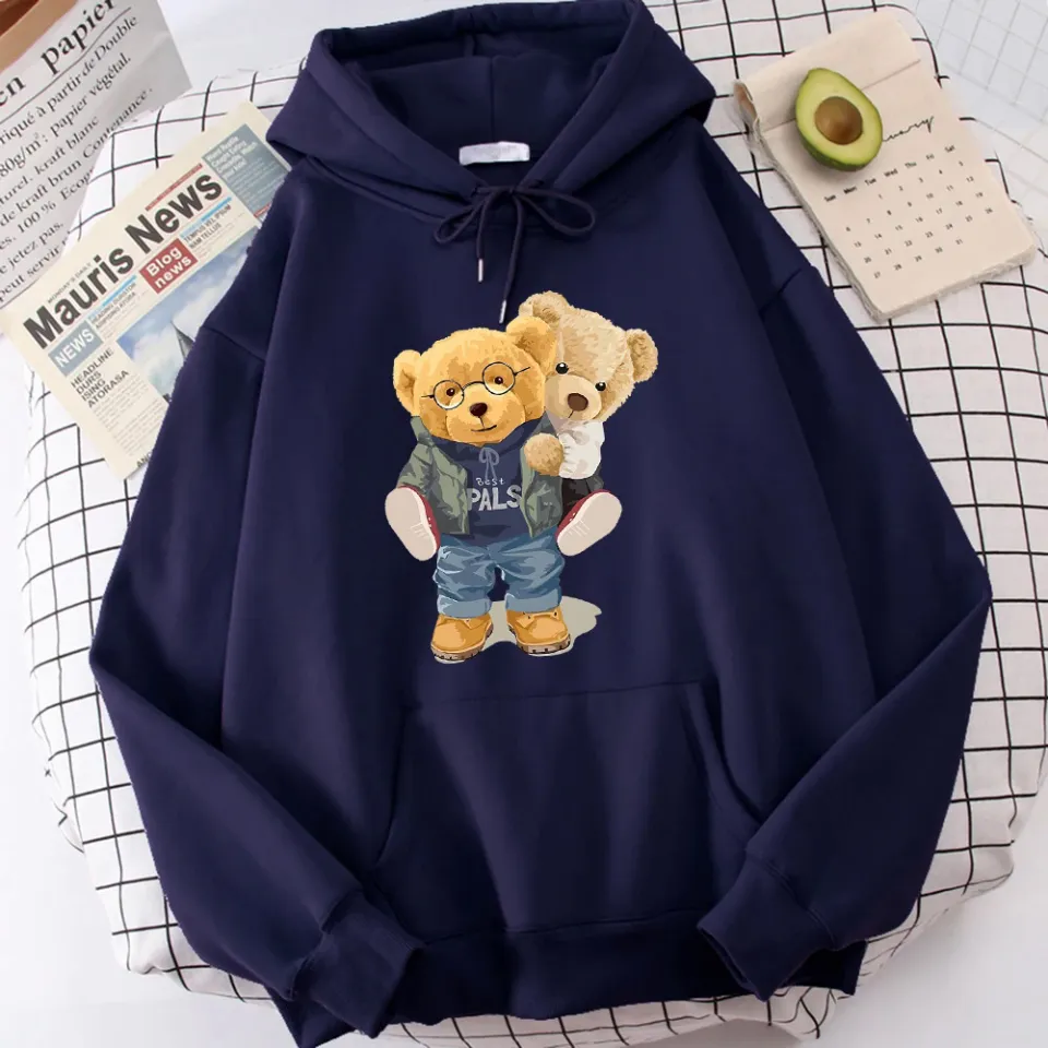 We Are Best Friends Teddy Bear Print Man Hoodie Casual Quality