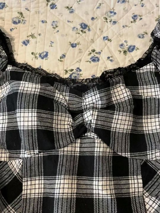 Kawaii%20Dress%20korean%20Sweet%20Cute%20Plaid%20Lace%20Dresses%20Summer%20Women%20Short%20Skirt%20Vintage%20Aesthetic%20Fairycore%20Y2K%20Preppy%20Clothing%20-%20Image%204