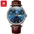 OLEVS 5535L  PU Leather Analog Wrist Watch For Men. 