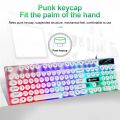 Retro Punk USB Wired Gaming Keyboard 104 Keys Sprash-proof Feeling Gamer Backlit Keyboard for PC Computer Laptop Desktop Gamer. 